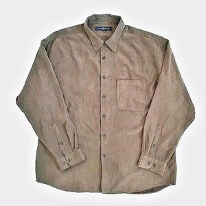 RON CHERESKIN Brown Micro Suede Dress Shirt SIZE  XL